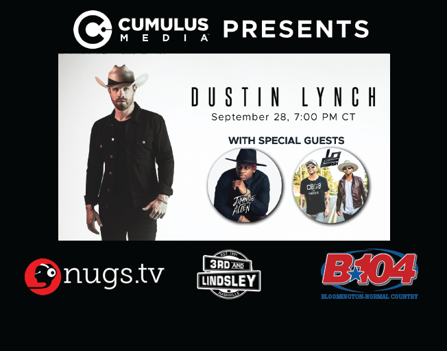 Join B104 for a Livestream Concert with Dustin Lynch Monday!