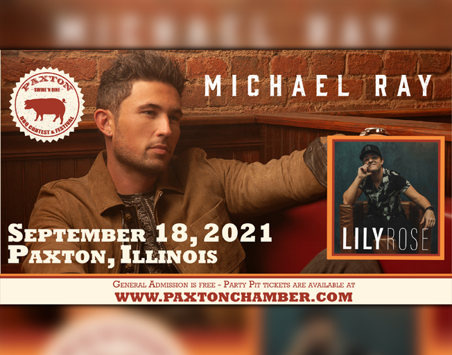 Michael Ray to Headline at Paxton Swine ‘N Dine BBQ Contest & Festival