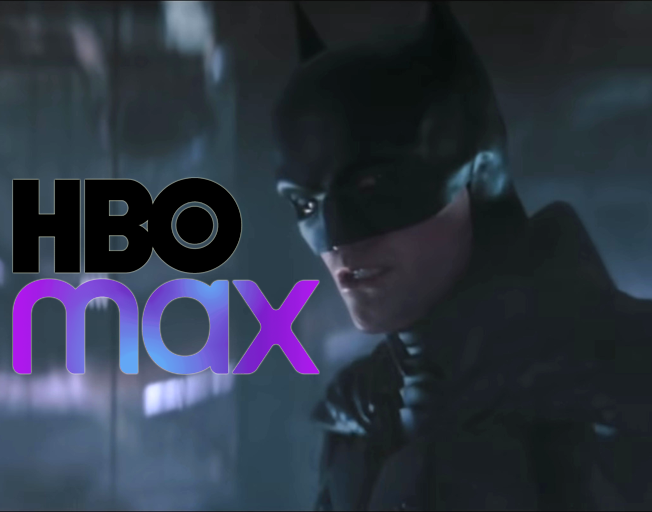 HBO Max logo and Robert Pattinson as "The Batman"