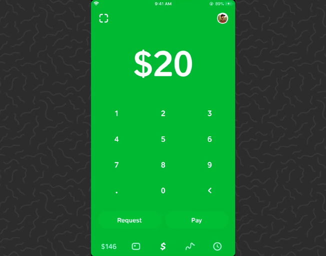 A screen shot of the Cash App