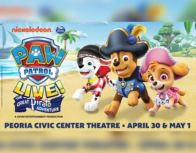 PAW Patrol Live! “The Great Pirate Adventure” will be at the Peoria Civic Center with multiple shows April 30th through May 1st