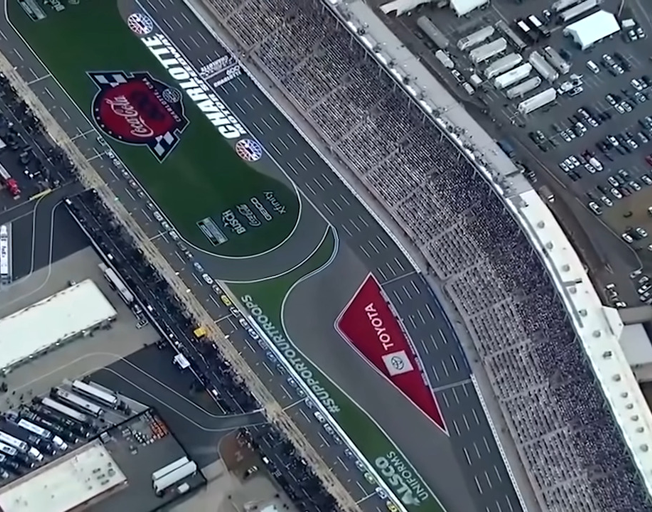 Aerial shot of Charlotte Motor Speedway during 2021 Coca-Cola 600 5-30-21