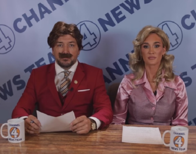 WATCH! Jason Aldean and His Wife Brittany Channel “Anchorman” for Halloween