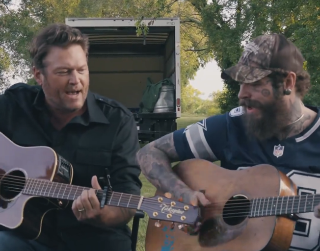 Watch: Are Blake Shelton and Post Malone Filming Music Video for “Somebody Pour Me A Drink”?