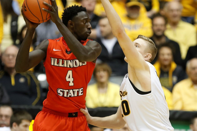 Dauda Ndiaye collected eight rebounds as Illinois State suffered its first Missouri Valley Conference loss of the season, 86-45 at Wichita State. (Photo courtesy GoRedbirds.com)