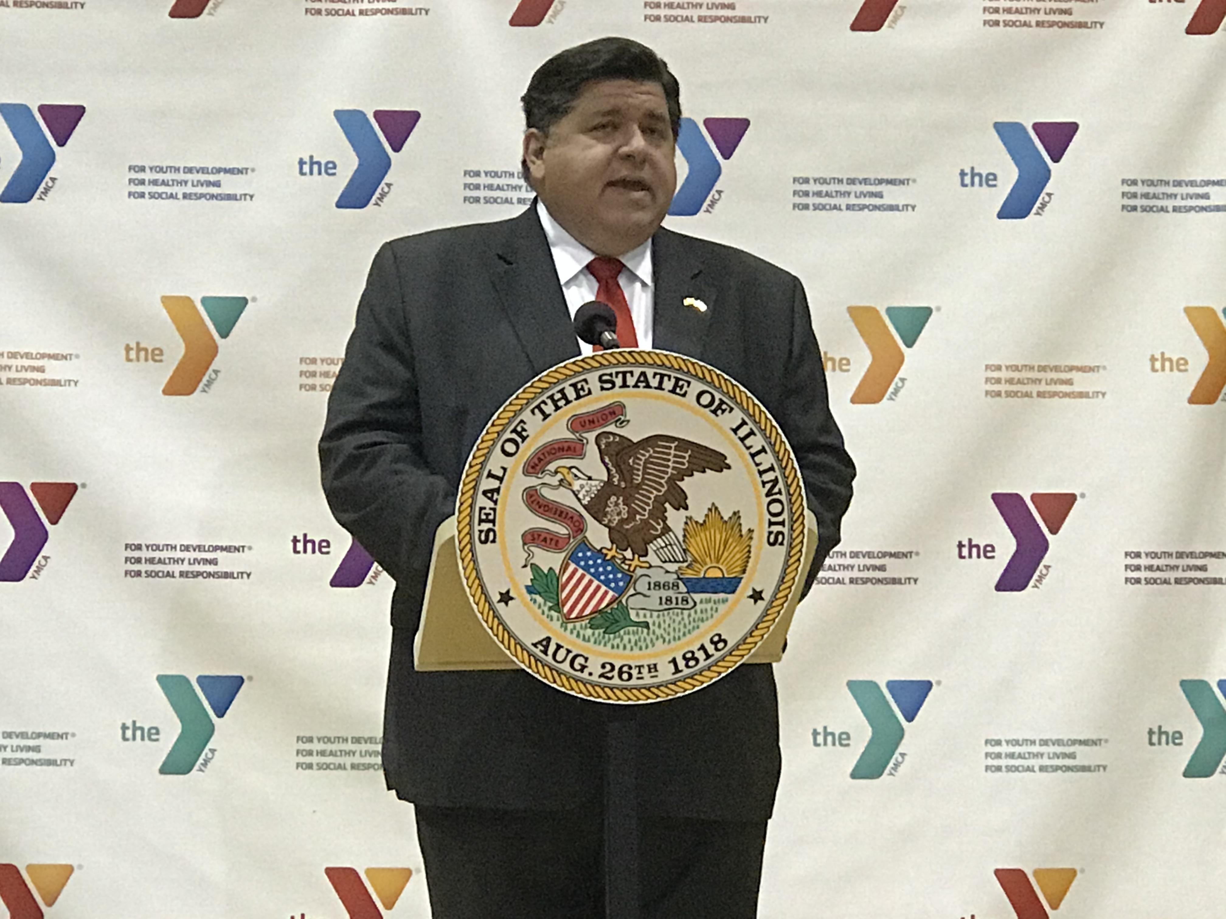 Gov. Pritzker stops in Bloomington to announce COVID-19 funding