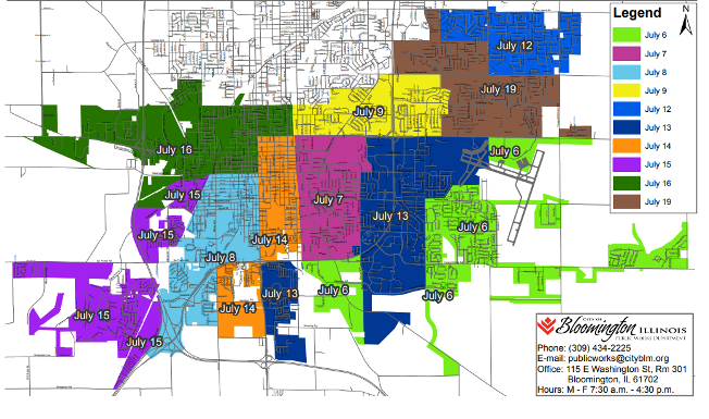 Map for special bulk waste pickup in Bloomington