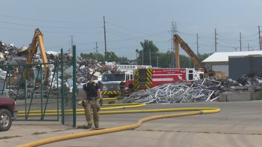 Explosion in car causes fire at Bloomington recycling yard