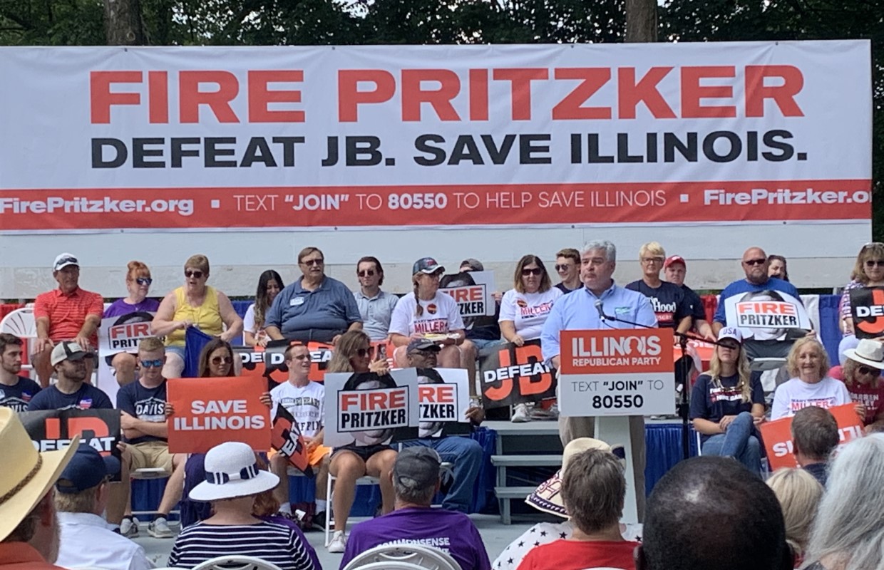 GOP MC targets Speaker Pelosi and Gov. Pritzker in Republican rally speech at Illinois State Fair