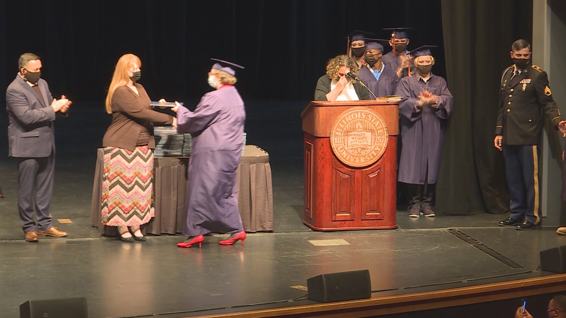 Cadets of Lincoln’s Challenge Academy walk across the stage