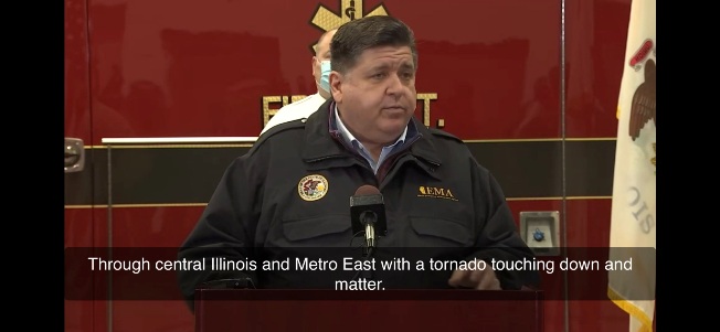 Gov. Pritzker provides an update on the tornado damage in Edwardsville