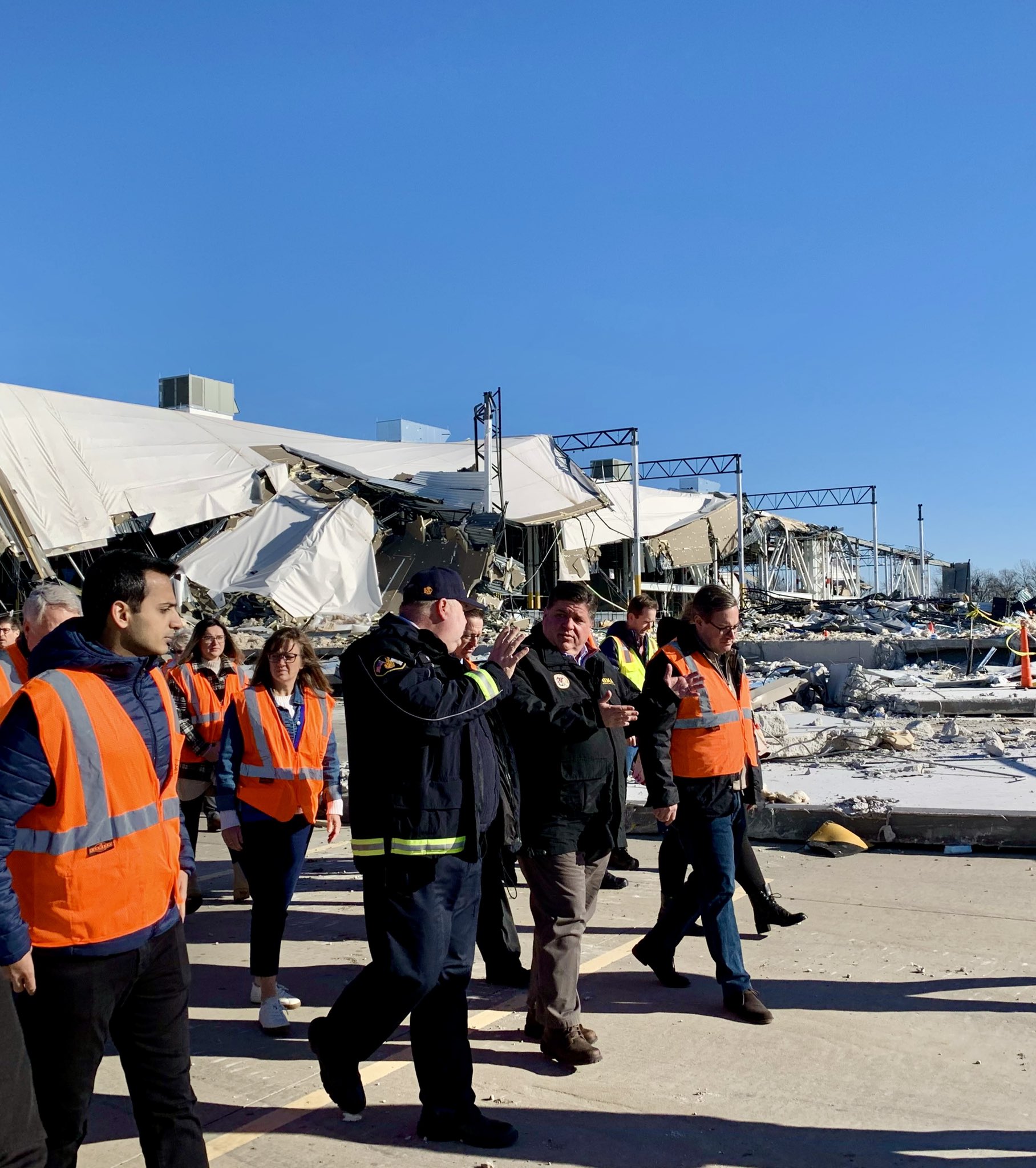 Gov. Pritzker tours tornado-ravaged Metro East