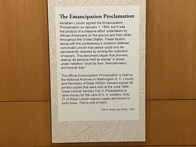Emancipation Proclamation on display at presidential museum in Springfield