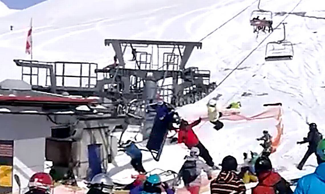 Watch: Ski Lift Goes Berserk At High Speed Sending Passengers Flying!