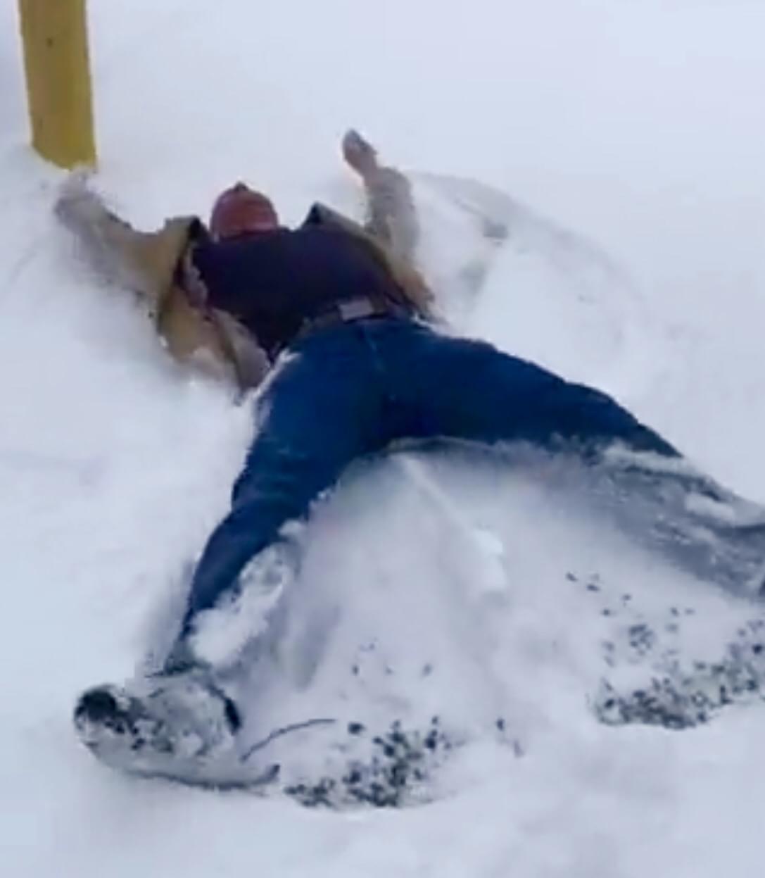 Too Cold To Make Snow Angels Today? Greg Browning Says “Heck No!!”