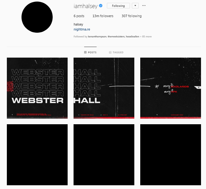 Halsey Instagram profile