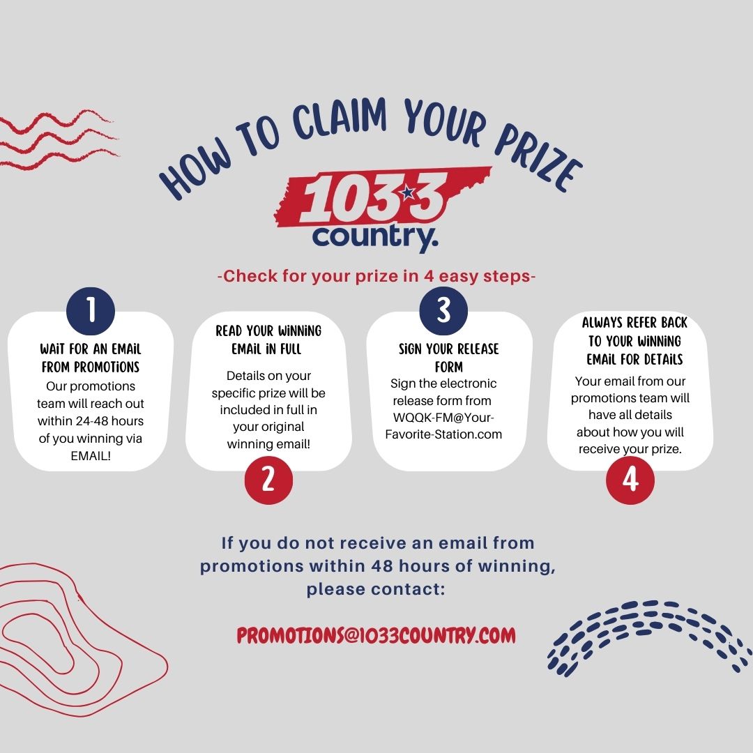 How To Claim Your Prize From 103.3 Country!