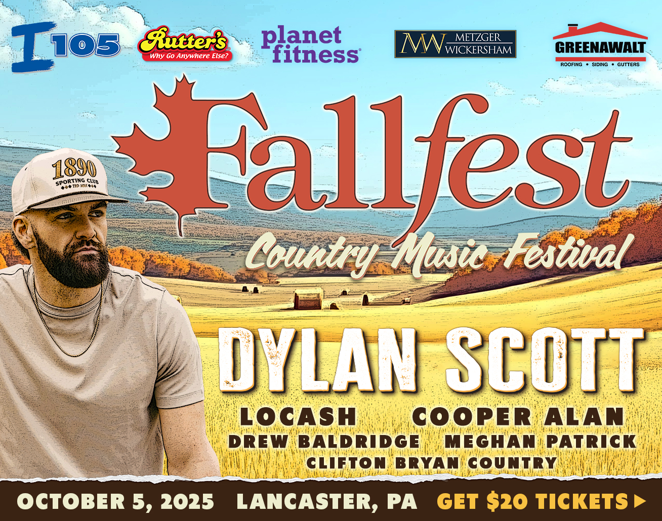 Dylan Scott to Headline the I-105 FallFest Country Music Festival on October 5th