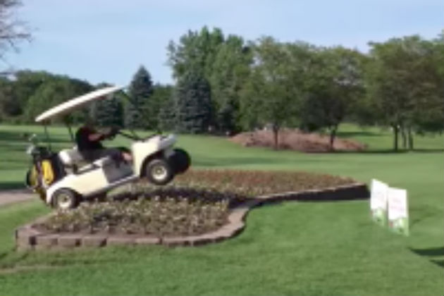 Watch This Guy Try to Jump a Flower Bed in a Golf Cart [VIDEO]