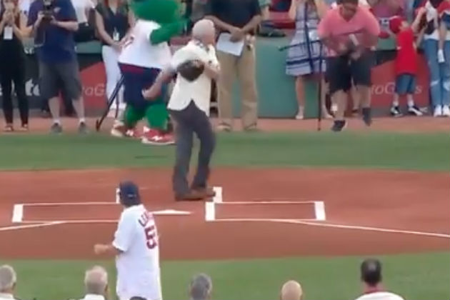 Guy Throws Worst First Pitch Ever, Hits Photographer In the Dong [VIDEO]