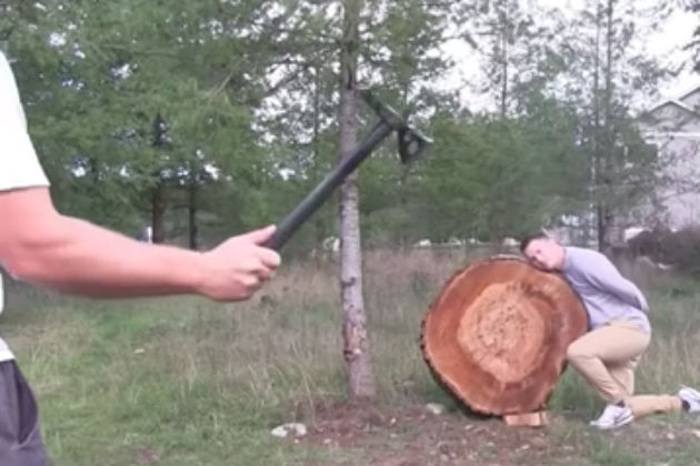 Watch This Guy Throw a Tomahawk at His Friend’s Head [VIDEO]