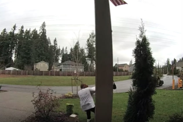 Package Thief Slips and Falls, Has to Be Carried Away [VIDEO]