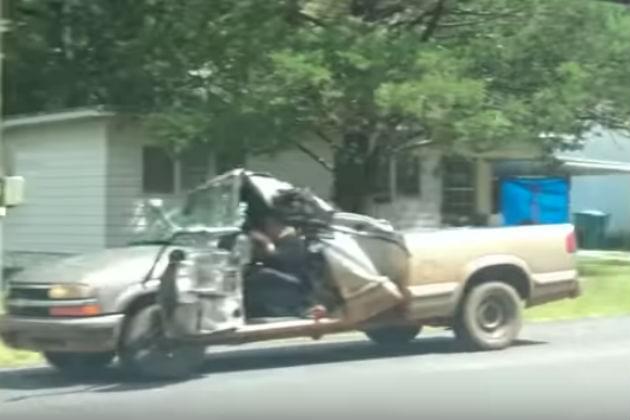 This Guy’s Truck is Destroyed, But He’s Still Driving It [VIDEO]