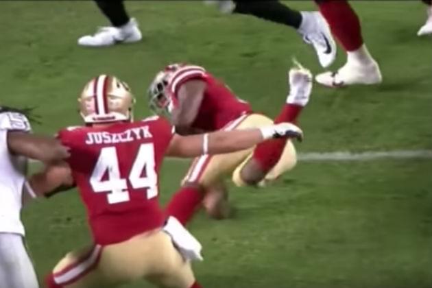 Watch San Francisco 49ers Running Back Raheem Mostert Break His Arm [VIDEO]