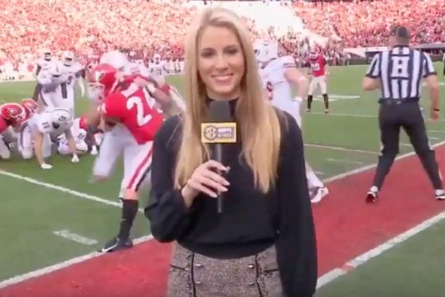 Watch ESPN Reporter Laura Rutledge Get Destroyed During a Sideline Report [VIDEO]