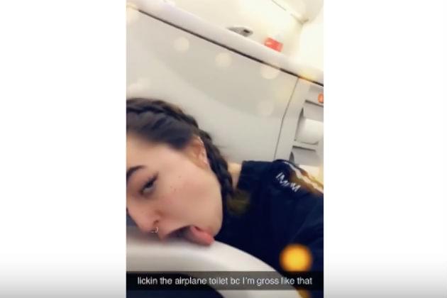 Here’s a Very Disgusting Woman Licking an Airplane Toilet Seat [VIDEO]