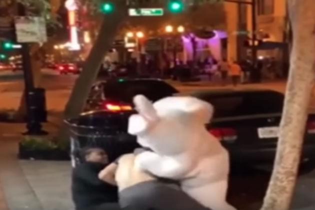 Watch This Easter Bunny Get Involved in a Street Fight [VIDEO]