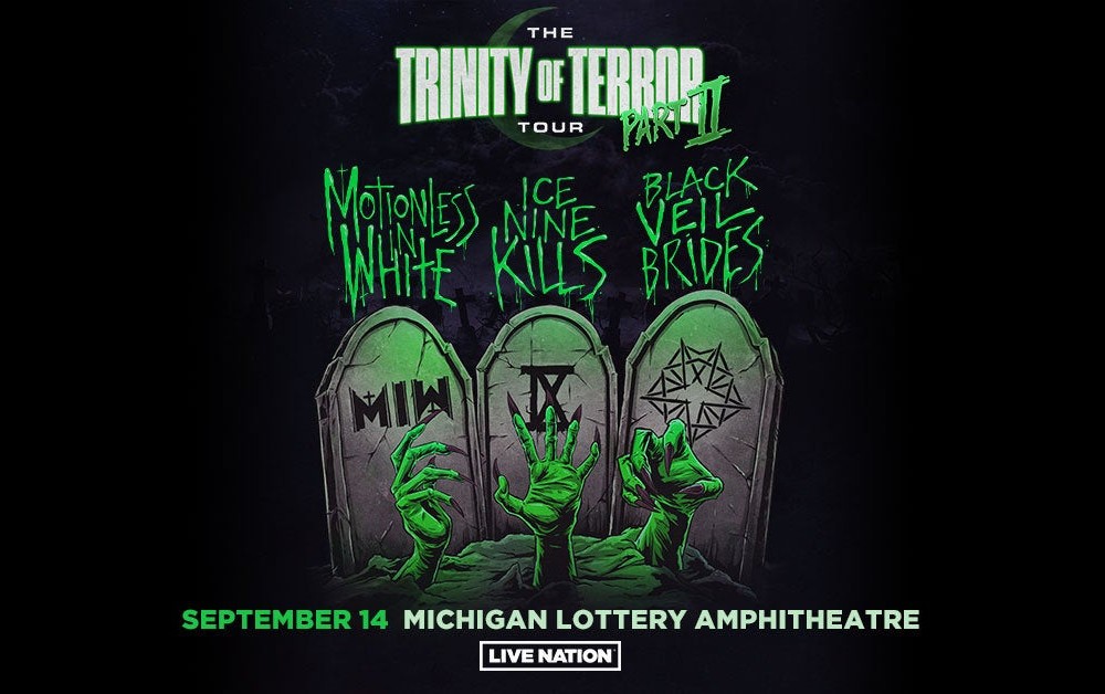 Trinity of Terror Featuring Motionless In White, Black Veil Brides, and Ice Nine Kills Adds Date at Michigan Lottery Amphitheatre
