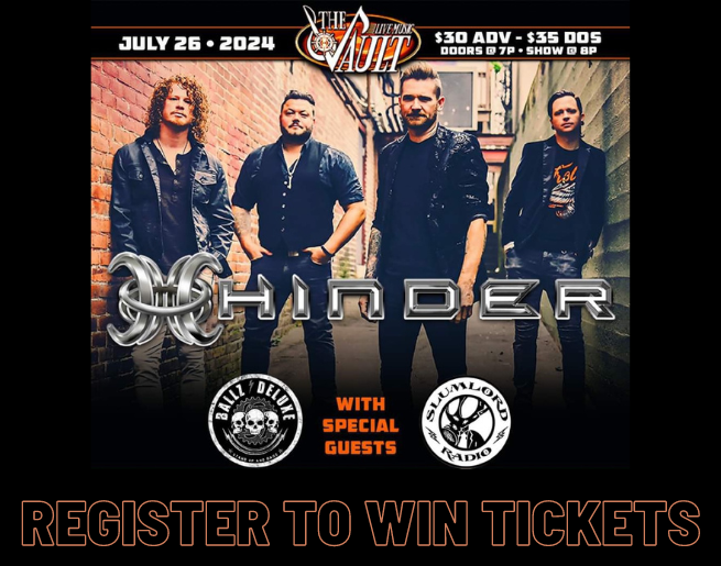 Win Tickets to see Hinder at The Vault in Saginaw