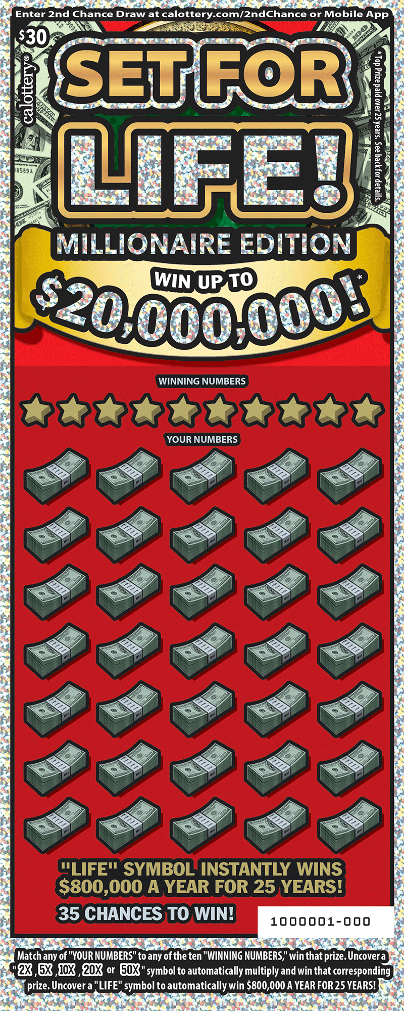 California Lottery intro’s $20M Scratchers game