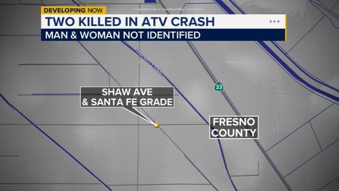 Man & Woman Killed in ATV Crash in Western Fresno County Identified