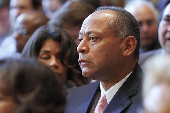 In this Thursday, Oct. 13, 2011 file photo Matthew Thomas, Chief Sachem of the Narragansett Indian Tribe of Rhode Island, listens on Capitol Hill in Washington during a Senate Indian Affairs Committee hearing on the Carcieri Crisis: The Ripple Effect on Jobs, Economic Development and Public Safety in Indian Country. Thomas, the leader of a New England tribe who spends part of the year at a Florida home won't step down after being impeached, sowing division among the Narragansett Indians, who are members of Rhode Island's only federally-recognized tribe. (AP Photo/Jacquelyn Martin)