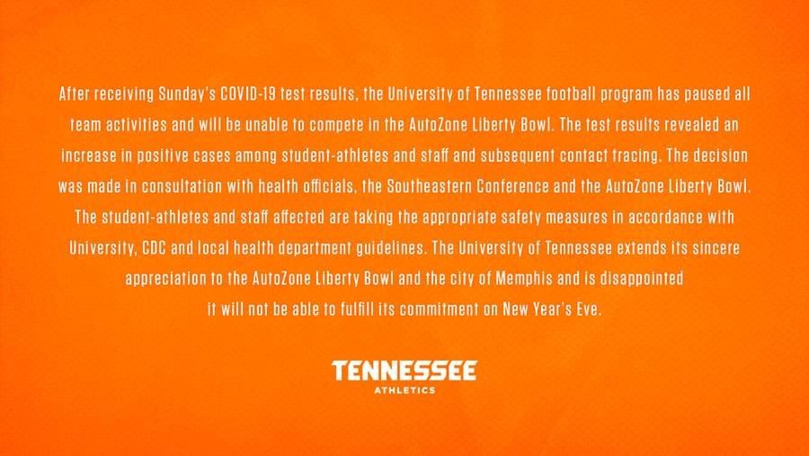 Vols won’t play in Liberty Bowl due to COVID-19 issues, Pruitt and others tested positive