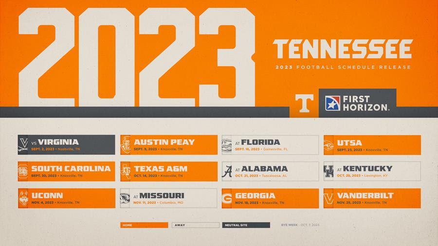 2023 Tennessee Football Schedule Announced