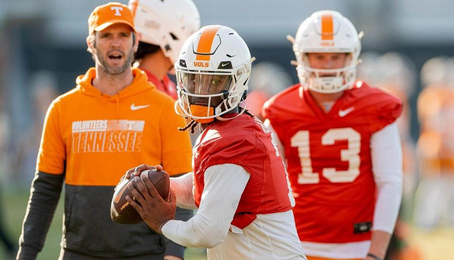 Coach and Players Transcript: Talented Quarterback Room Ready To Lead Vols As Pads Come On At Practice