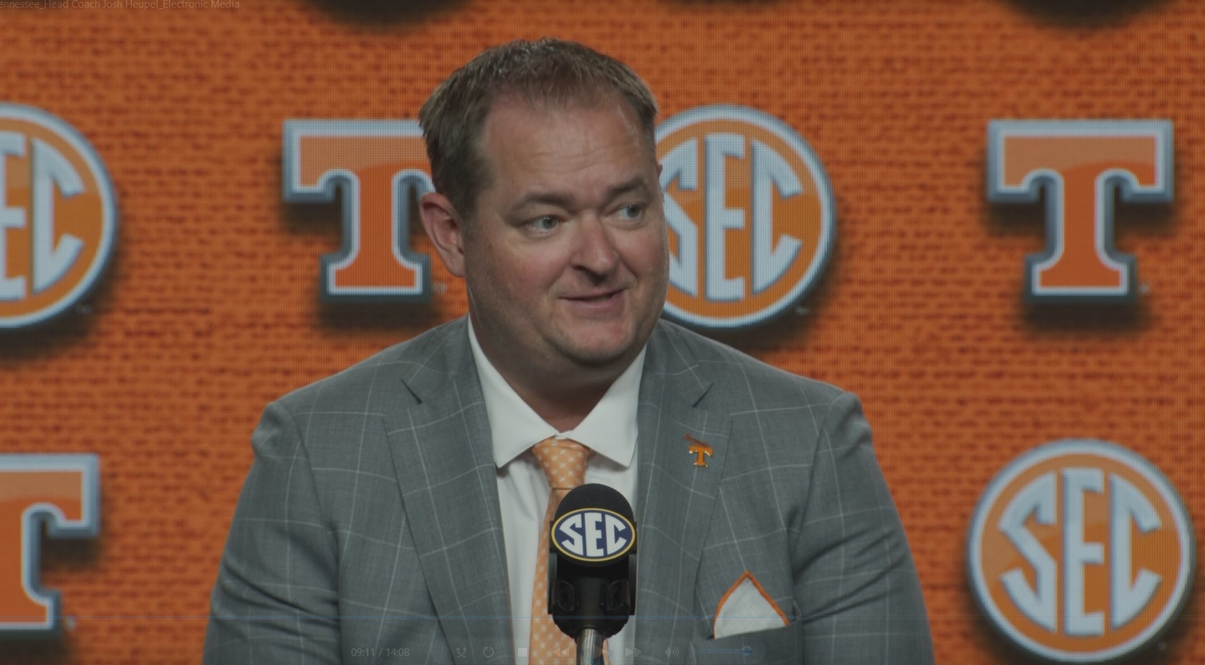 WATCH: Josh Heupel – Tennessee HC – Electronic Media Room at #SECMD23