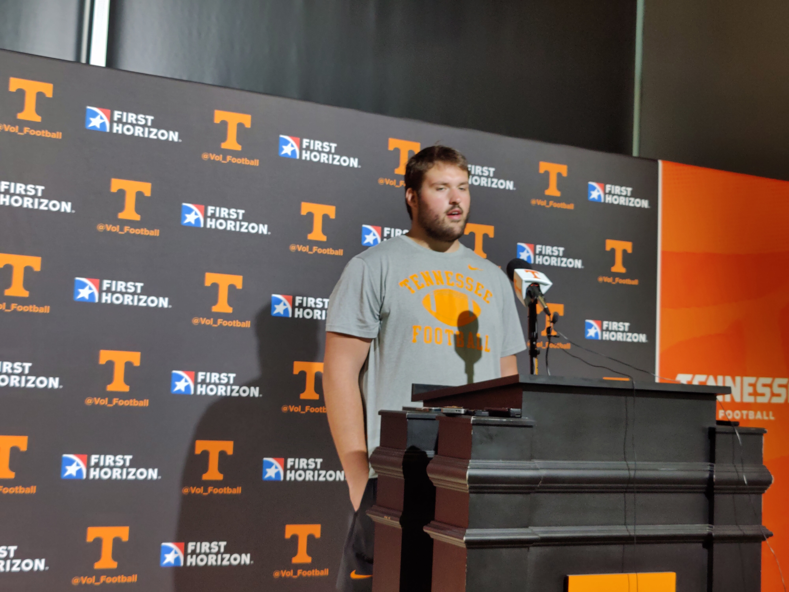 WATCH: Tennessee OL Jackson Lampley met with the media after Day 5 of Fall Camp