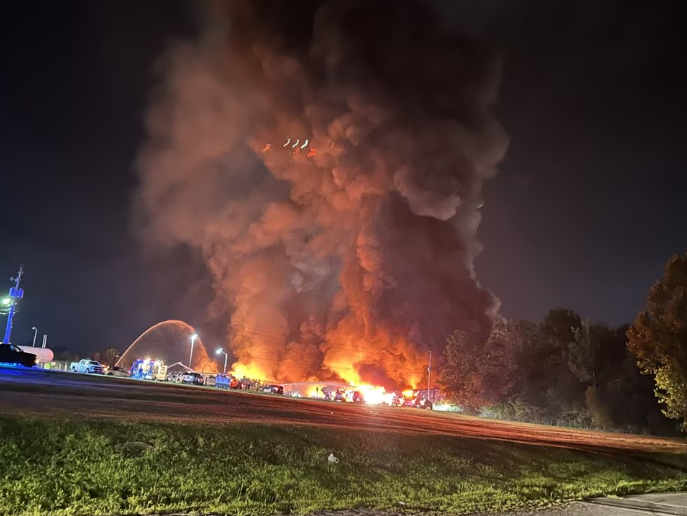 Crews are Still on Scene of a Fire in Newport at Scott Recycling