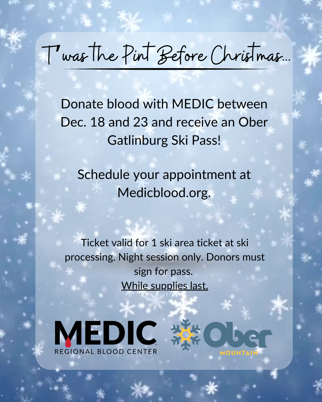 Medic Has a Critical Need for O- Blood Donors and Have Several Events Throughout December