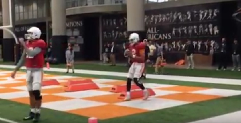 Video: UT quarterbacks at practice 8