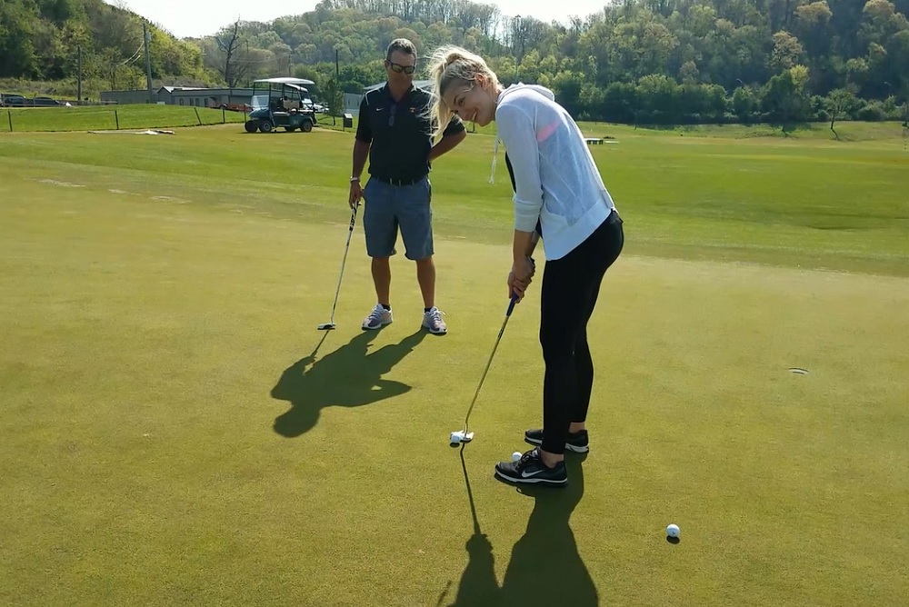 Video: Heather and Vince tour UT Golf practice course, have putting contest