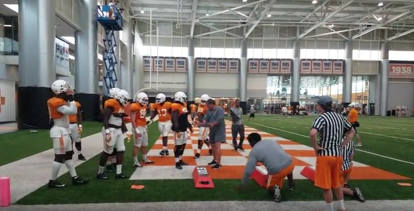 Video: Brady Hoke works with d-line – practice 13