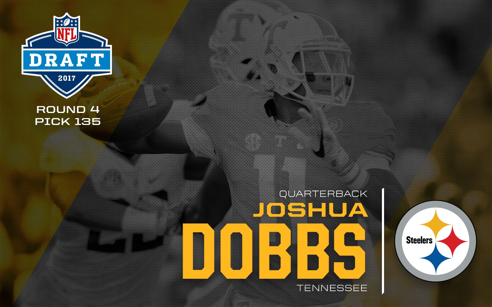 Josh Dobbs drafted by the Steelers in 4th Rd, #135 overall