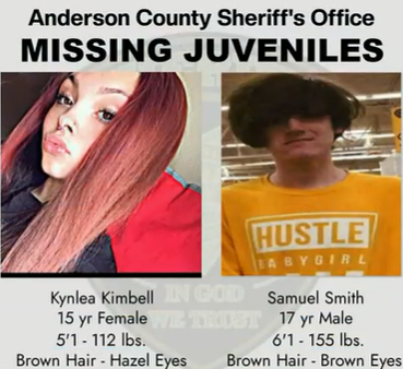 The Anderson County Sheriff’s Department is Searching for Two Runaway Teens