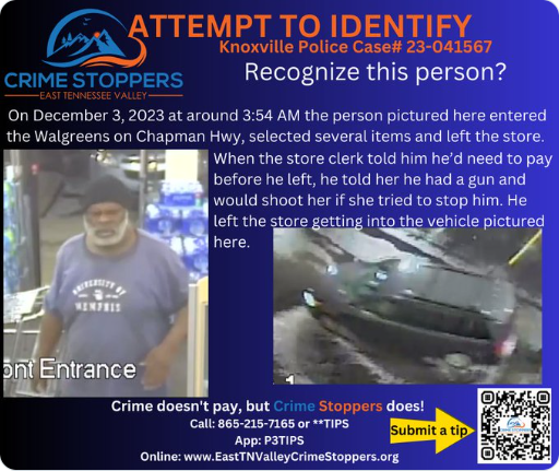 Authorities Asking for Help to Identify a Suspect Accused of Stealing for a South Knoxville Walgreens