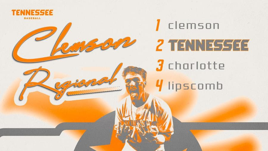 Vols Headed to Palmetto State as No. 2 Seed in NCAA Clemson Regional; Full Bracket